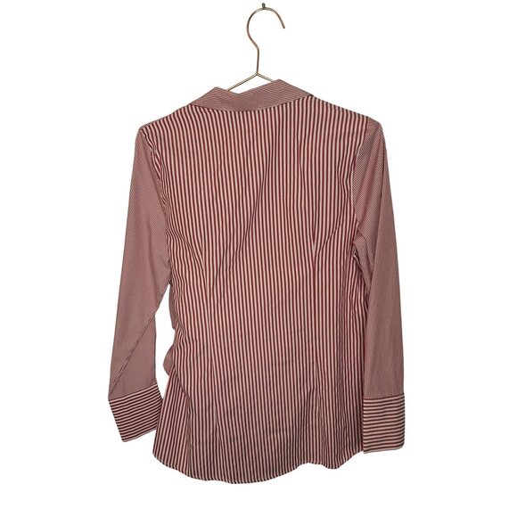 NY Collection Striped Long Sleeve Blouse With Front Tie - Size M - Picture 2 of 4